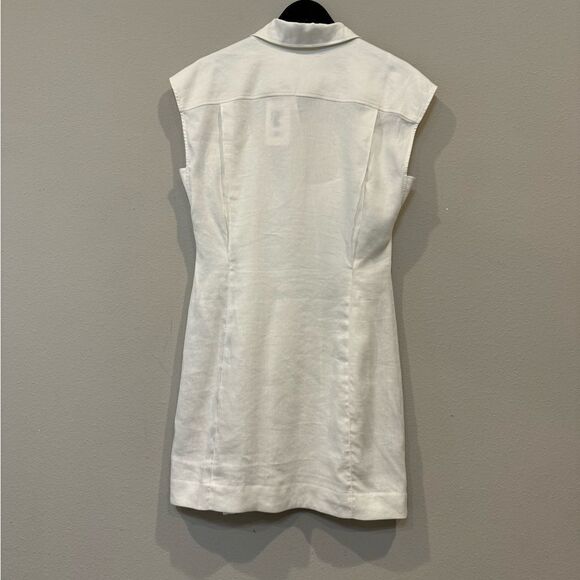 Frame Arie Stretch Linen Button Down Shirt Dress White Medium - Picture 5 of 15